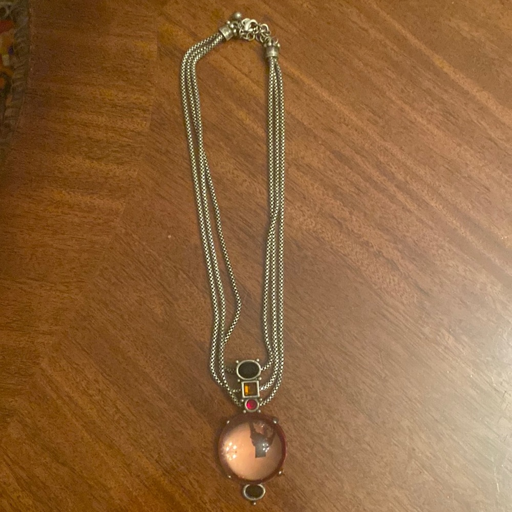 Chicos multi strand necklace with pendant. Adjustable clasp.